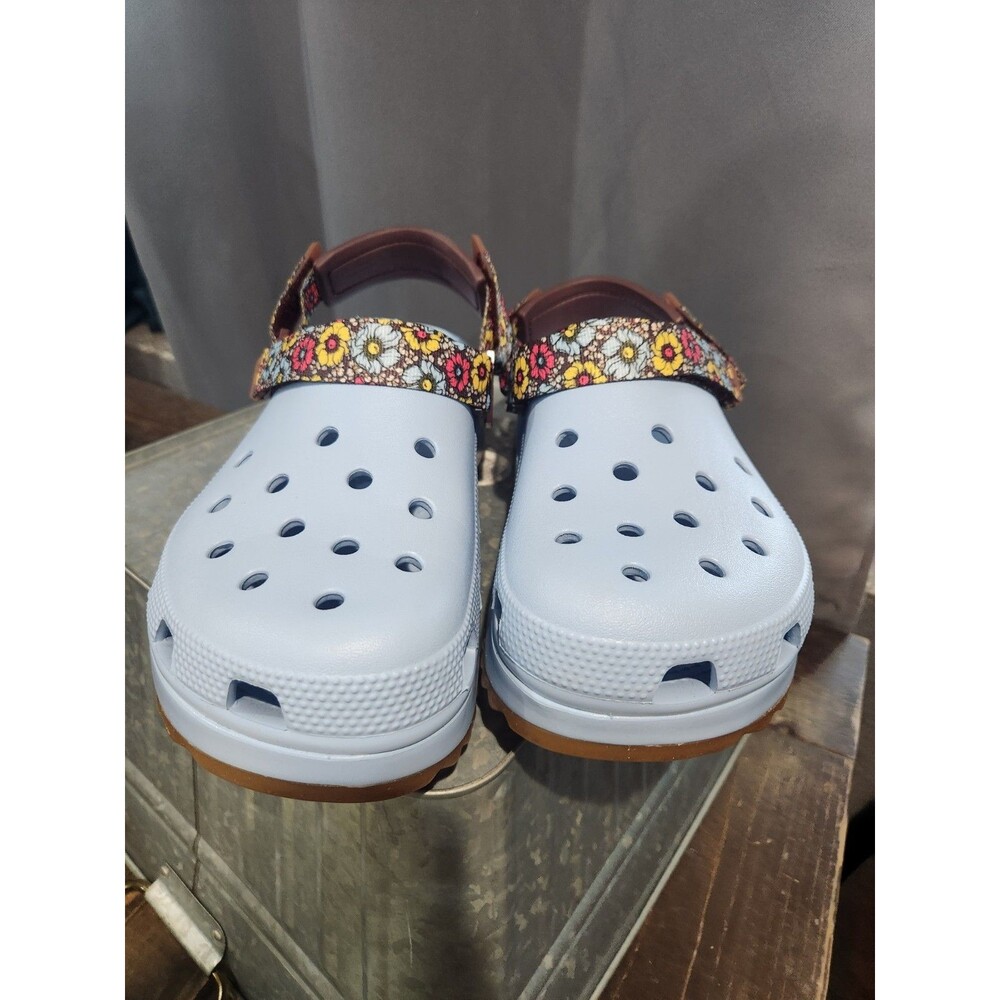 Crocs pale blue Slip-On Platform Clogs Sandals Adjustable strap, US M9 W11